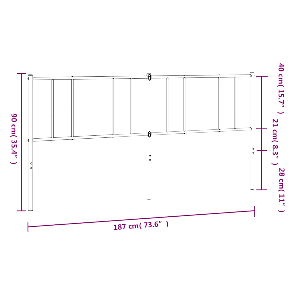 Ersatz-Kopfteil Metall Schwarz 80 cm