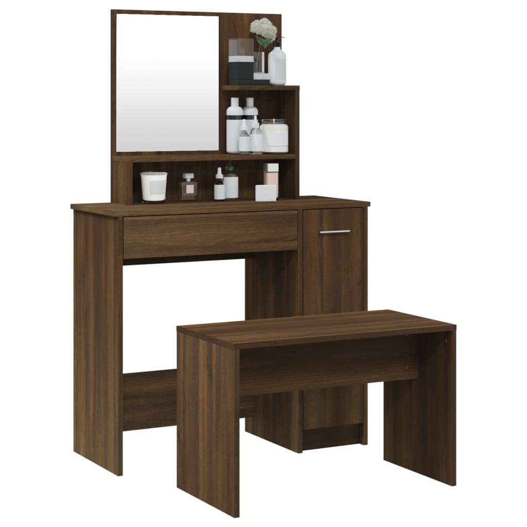 Schminktisch-Set Weiß 86,5x35x136 cm