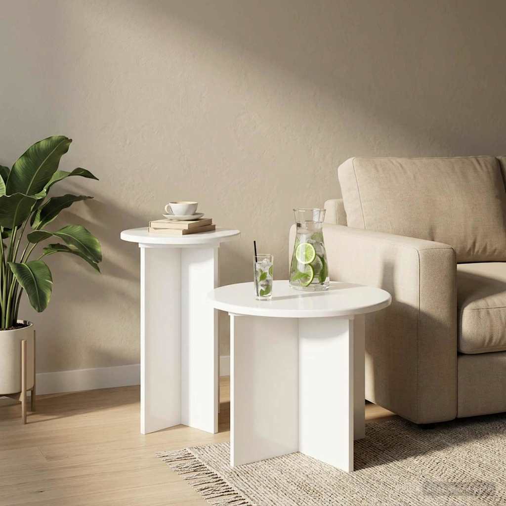 Beistelltisch-Set mit Speicher 2 pcs Weiß Holzwerkstoff