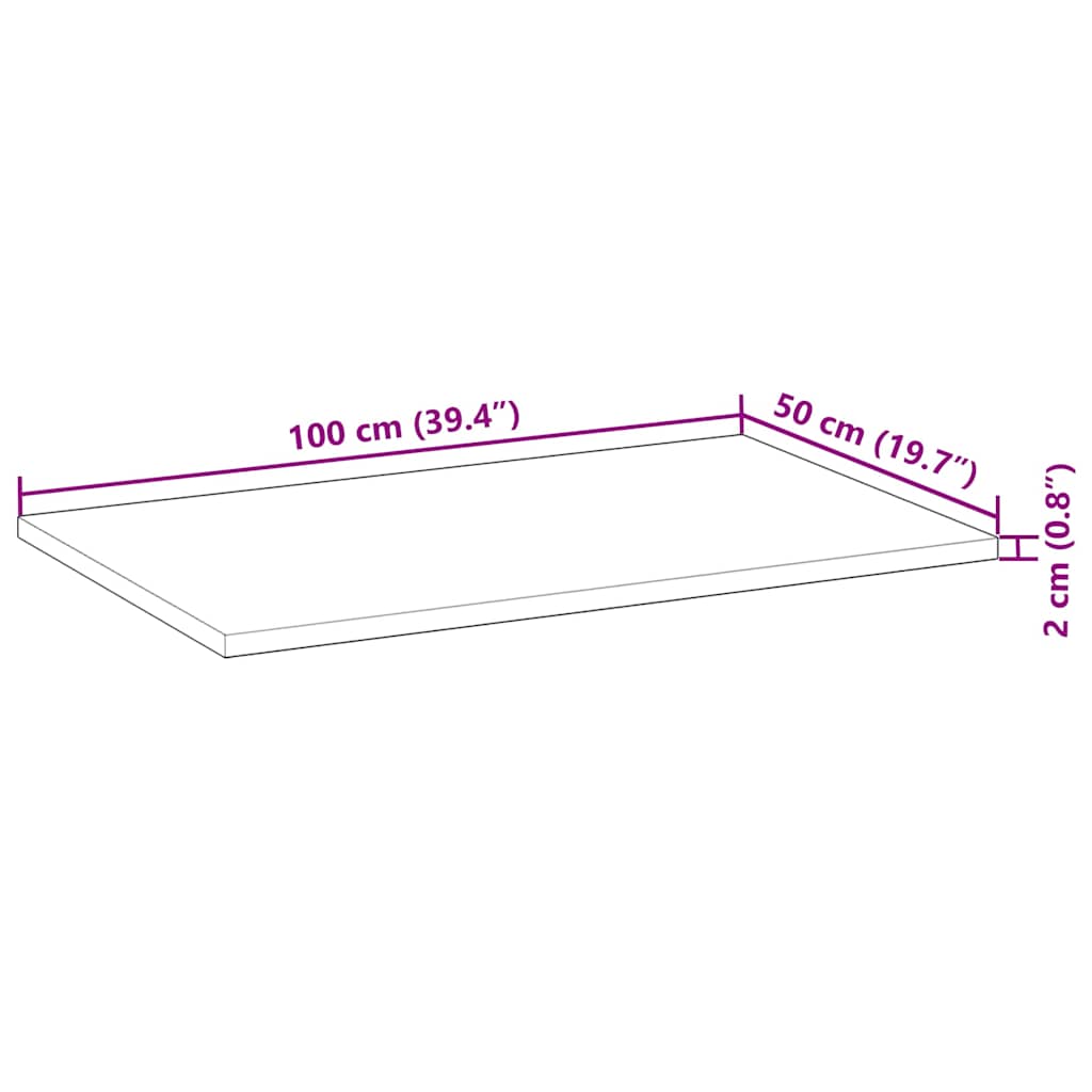 Tischplatte Rechteckig 60x50x2 cm Massivholz Akazie