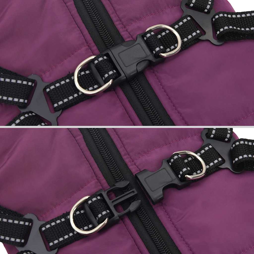 Hundemantel mit Geschirr Wasserdicht Reflektierend Lila L48