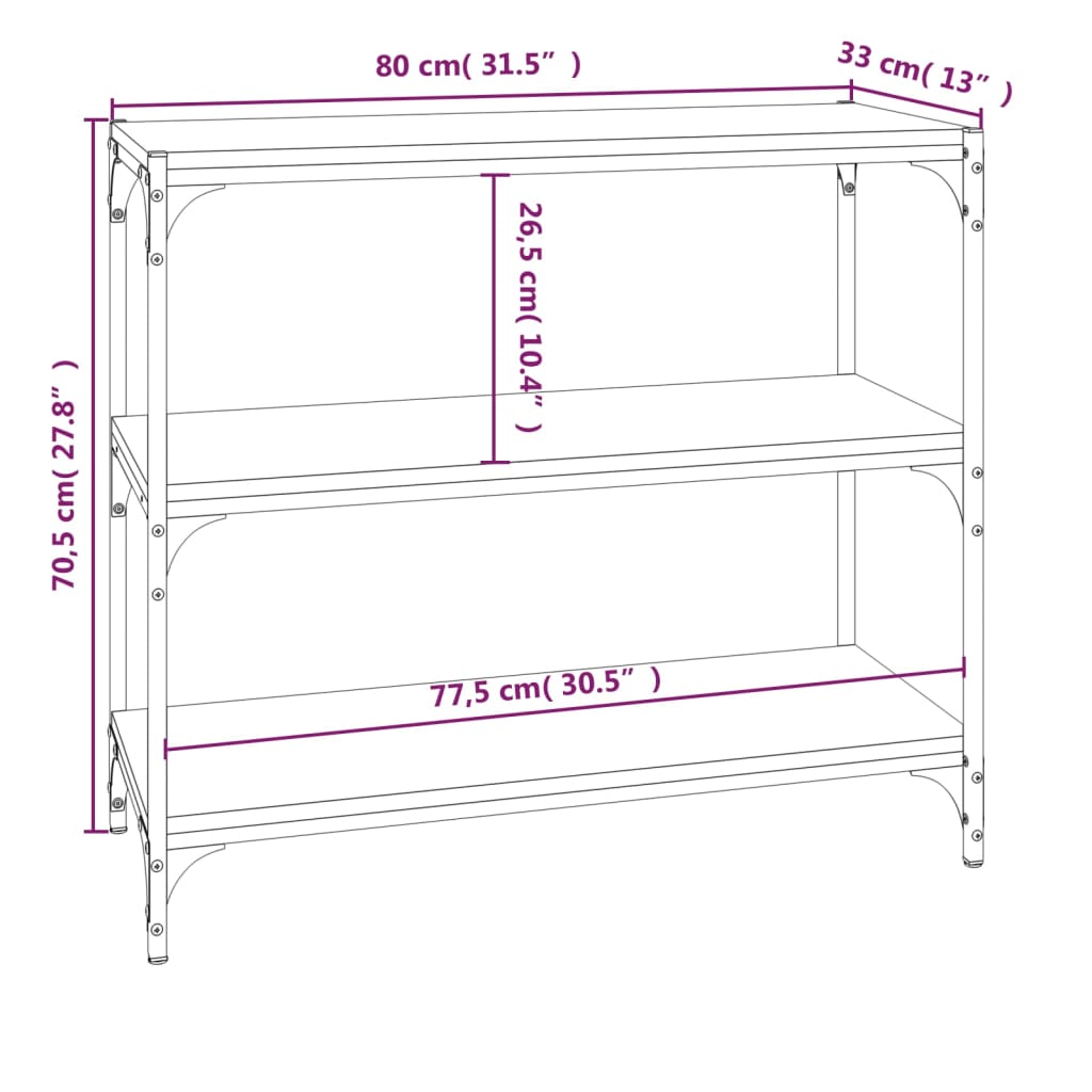 Bücherregal Schwarz 40x33x70,5 cm Holzwerkstoff und Stahl