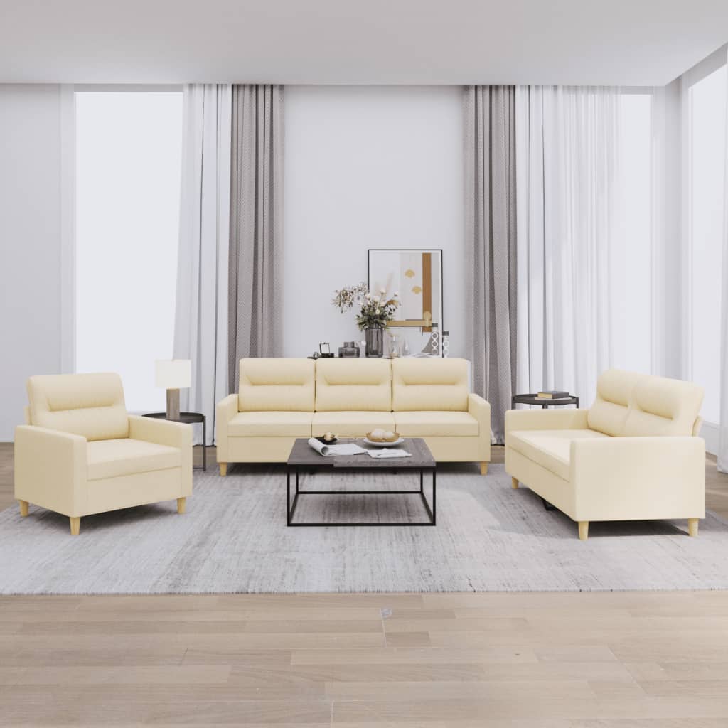 4-tlg. Sofagarnitur mit Kissen Taupe Stoff