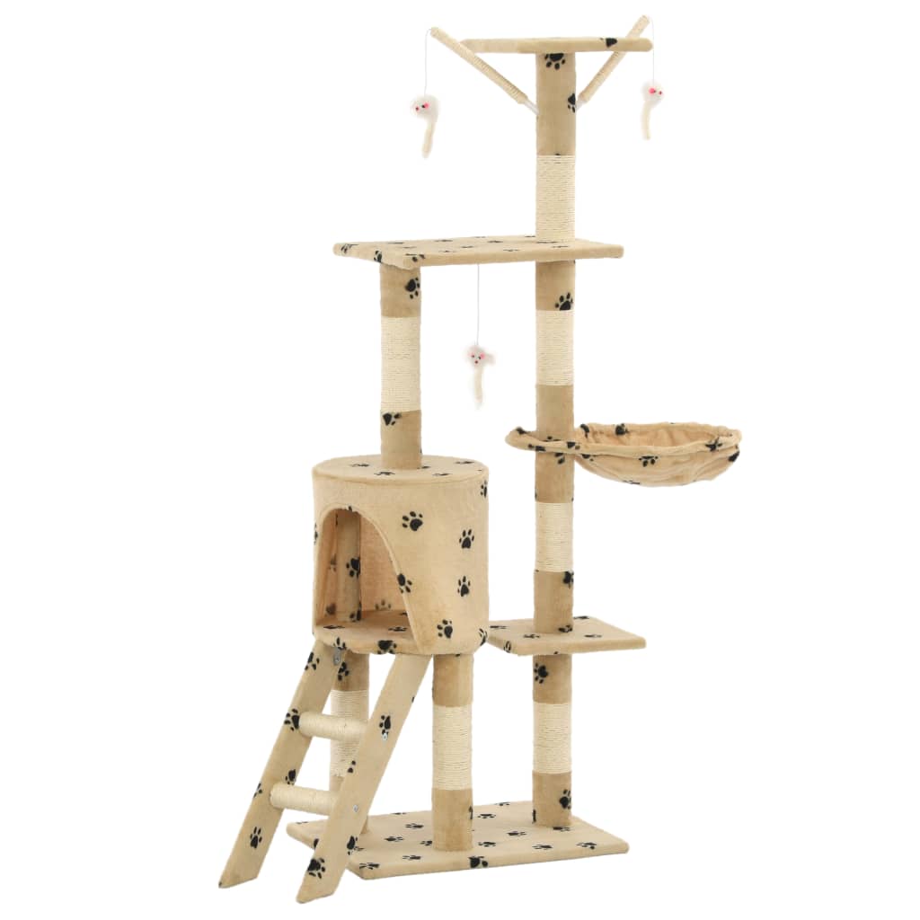 Katzen-Kratzbaum mit Sisal-Säulen 138 cm Grau