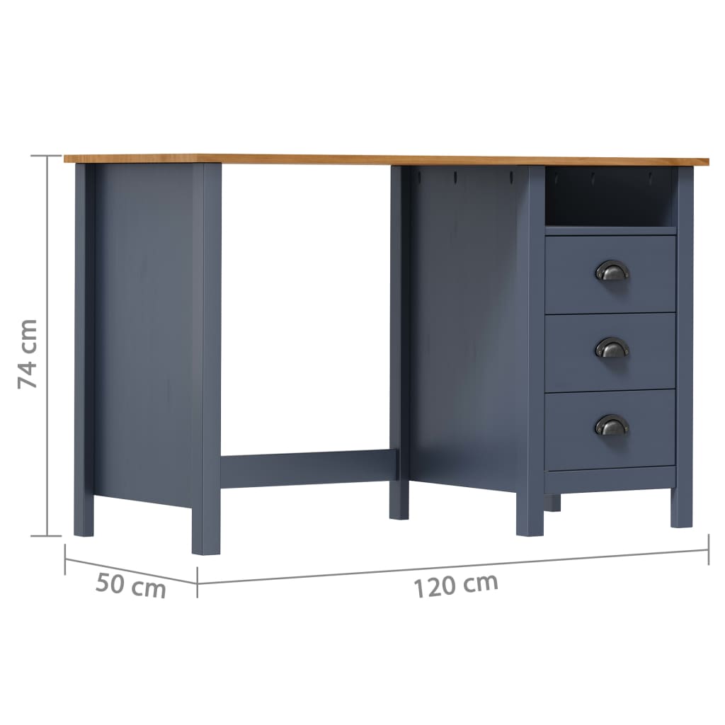 Schreibtisch Hill mit 3 Schubladen 120×50×74 cm Kiefernholz