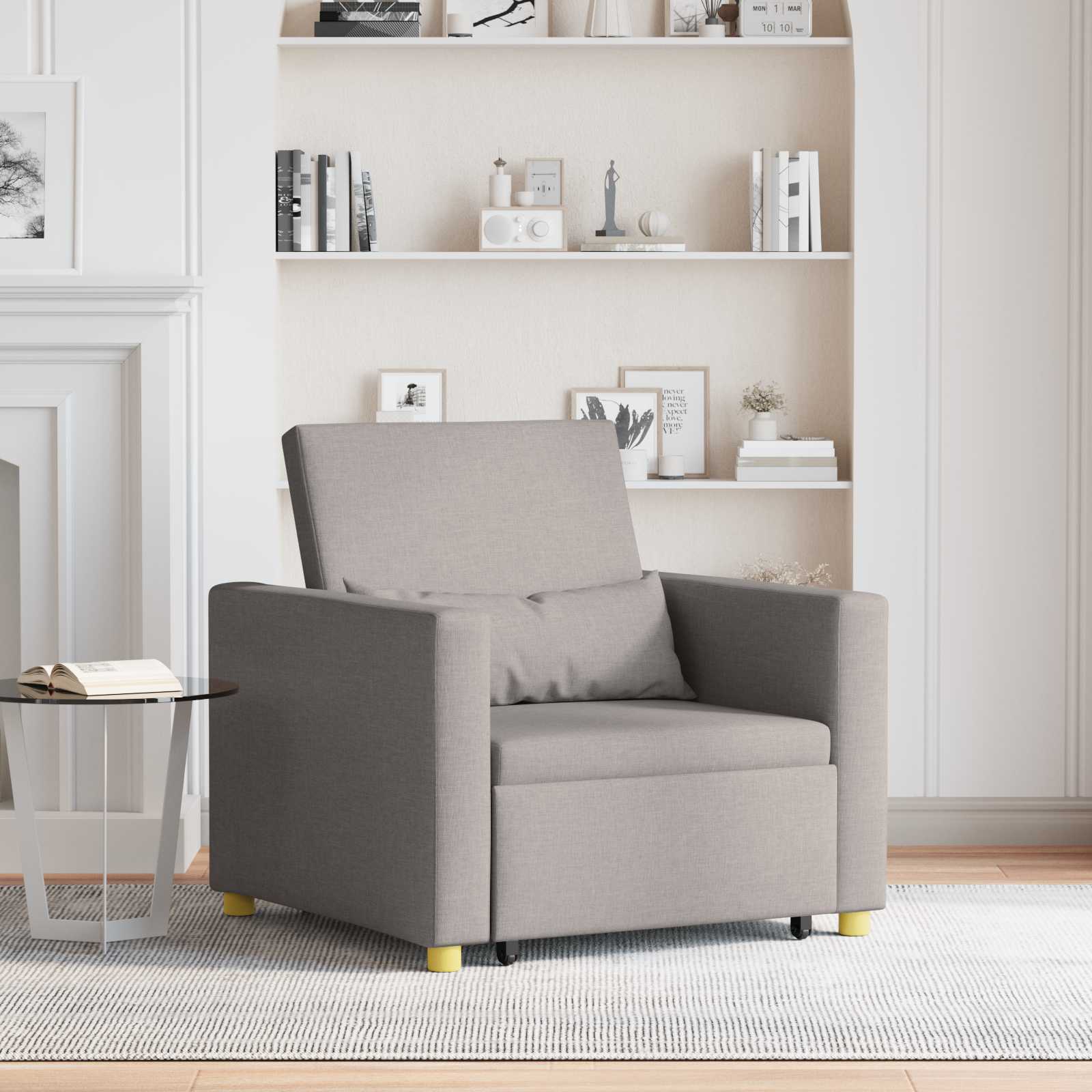 Ausziehbare Schlafcouch Einzel Hellgrau 90 x 165 x 87 cm Stoff