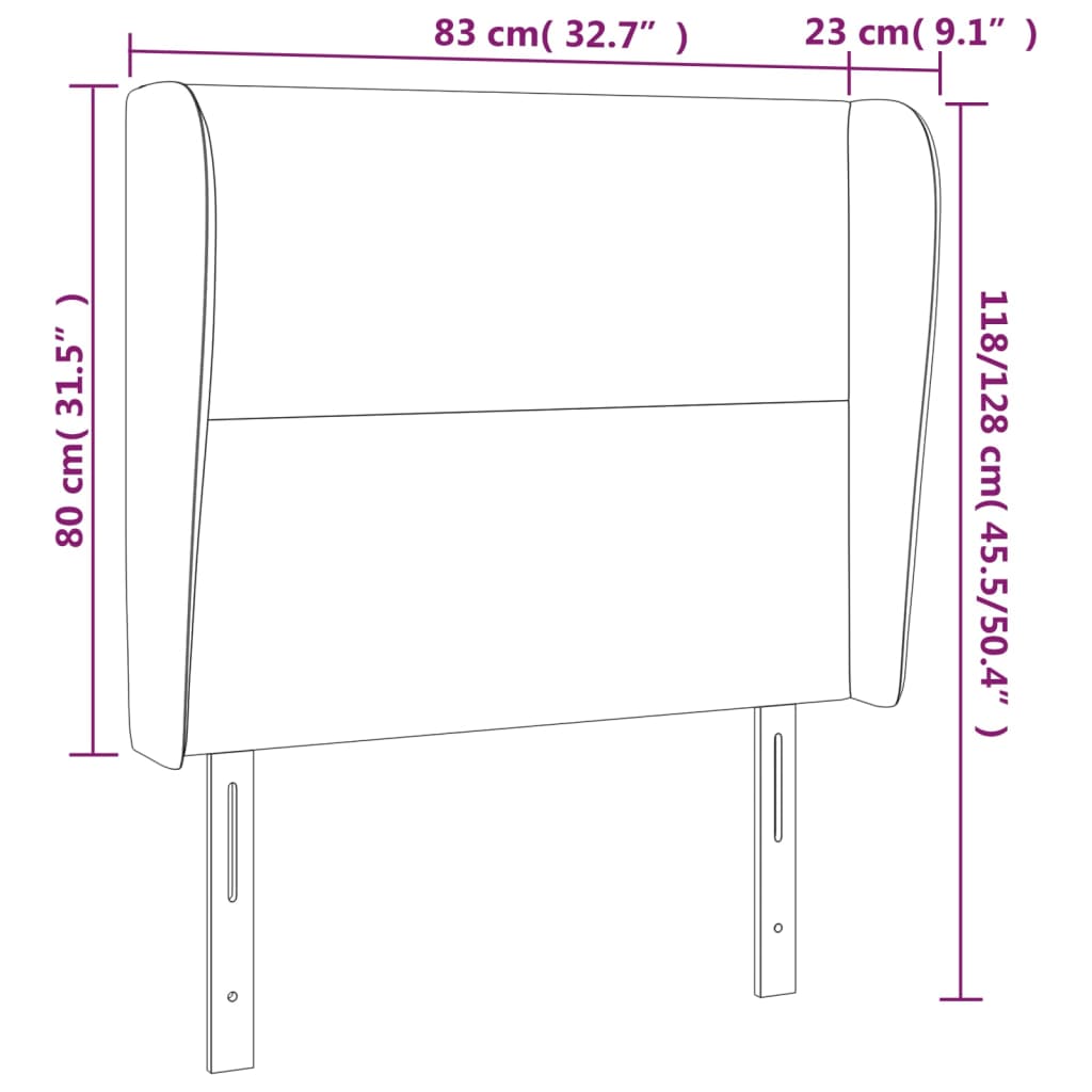 Kopfteil mit Ohren Creme 83x23x78/88 cm Kunstleder