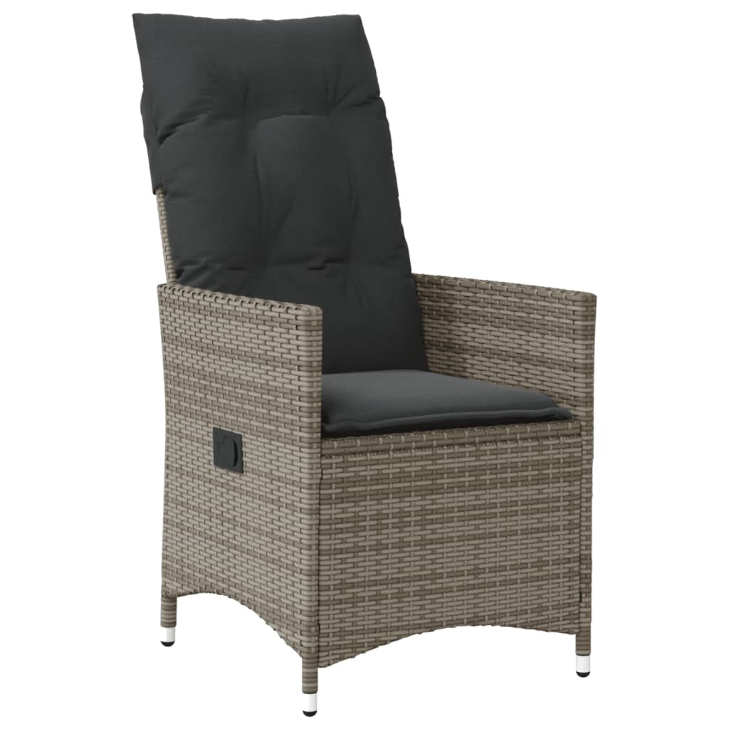 Gartensessel Verstellbar mit Kissen Schwarz Poly Rattan