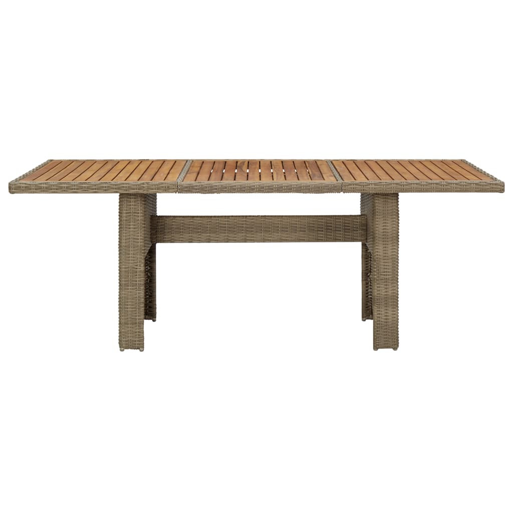Garten-Esstisch Braun 200x100x74 cm Glas und Poly Rattan