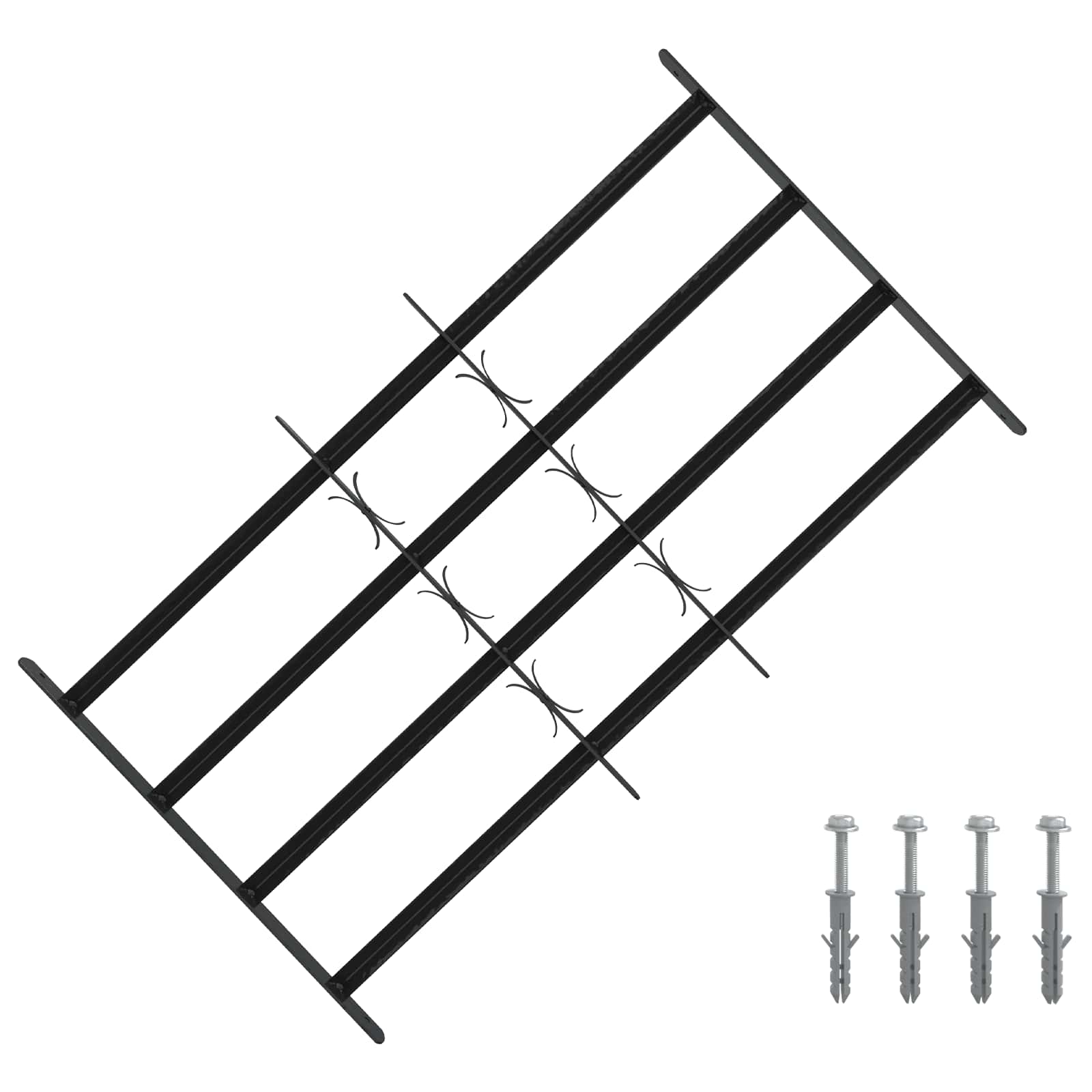 Fenstergitter 76 x 30 cm Pulverbeschichteter Stahl Schwarz