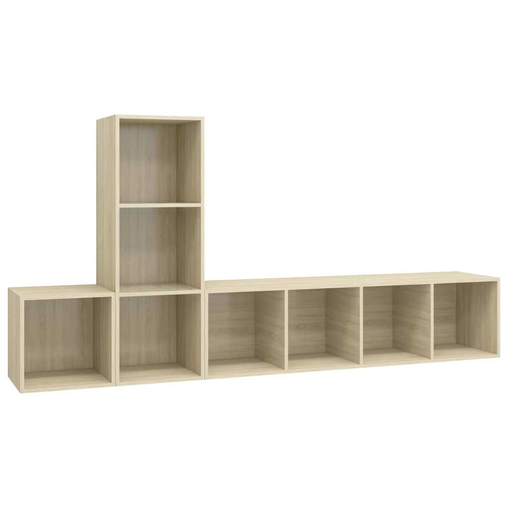 3-tlg. TV-Schrank-Set Grau Holzwerkstoff