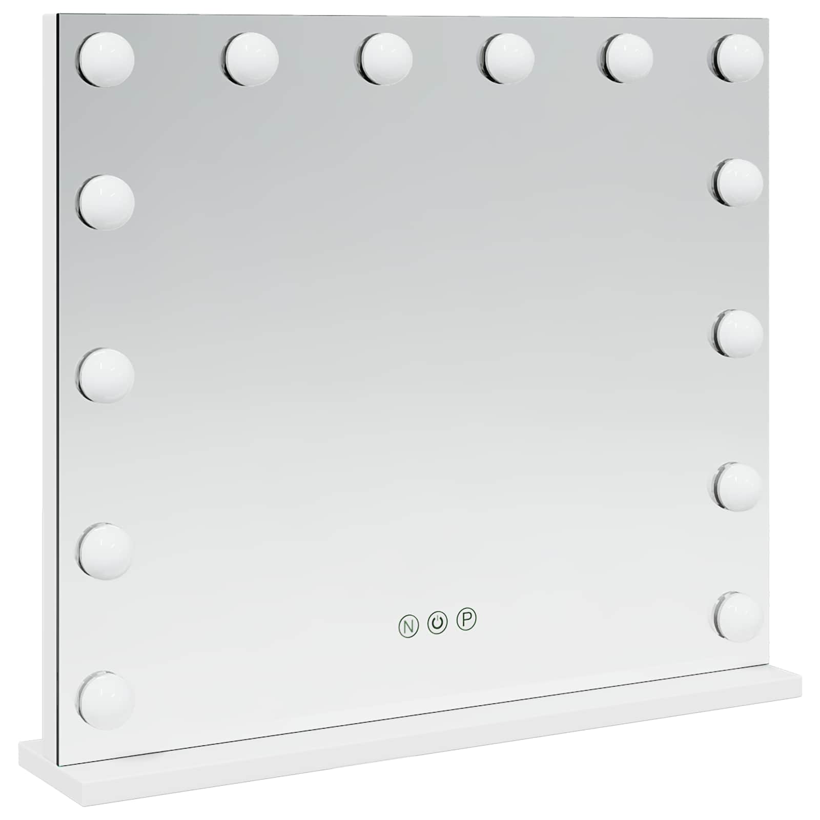 LED Schminkspiegel Weiß 44 x 10 x 53 cm Glas und Stahl