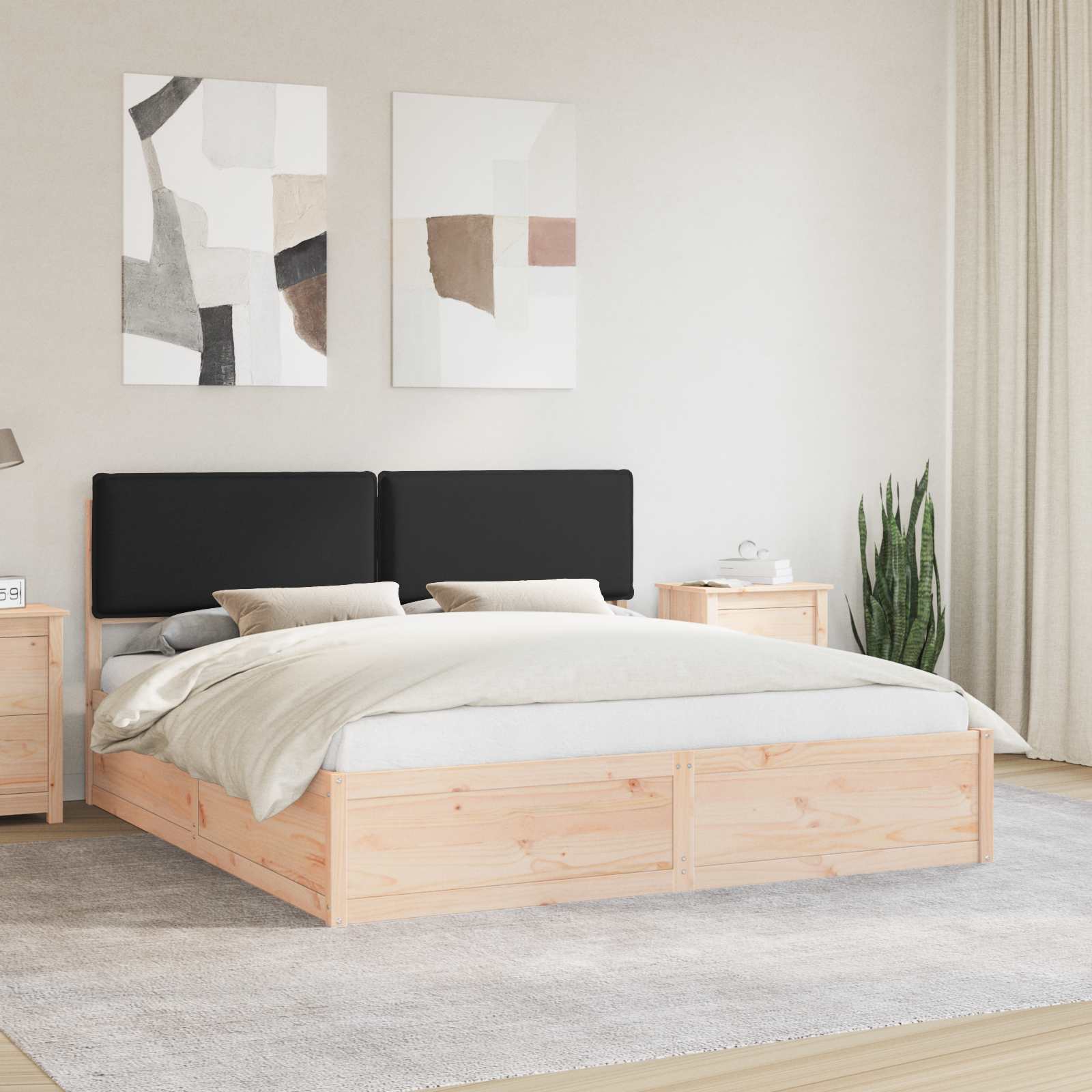 Bettgestell mit gepolstertem Kopfteil Hellgrau 200 x 200 cm