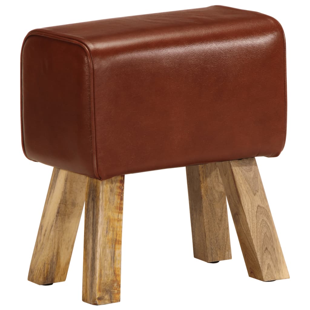 Bank Turnbock-Design 160cm Braun Echtleder Massivholz Akazie