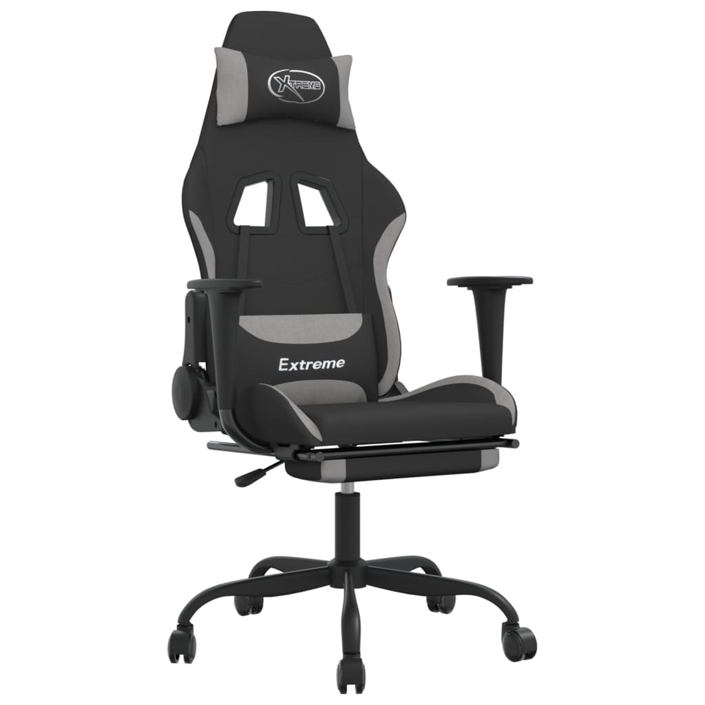 Gaming-Stuhl mit Massagefunktion Schwarz und Creme Stoff