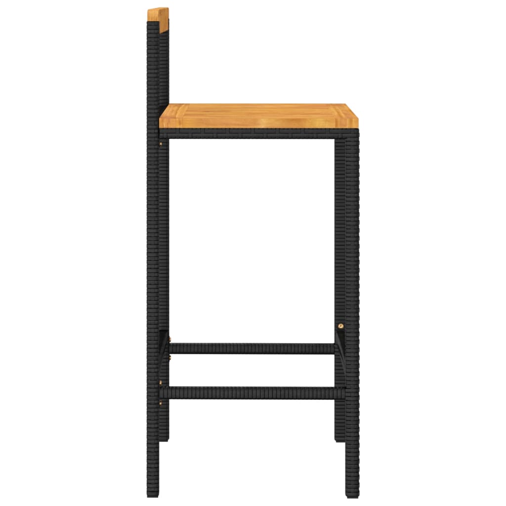 Barhocker 2 Stk. Grau Poly Rattan und Massivholz Akazie
