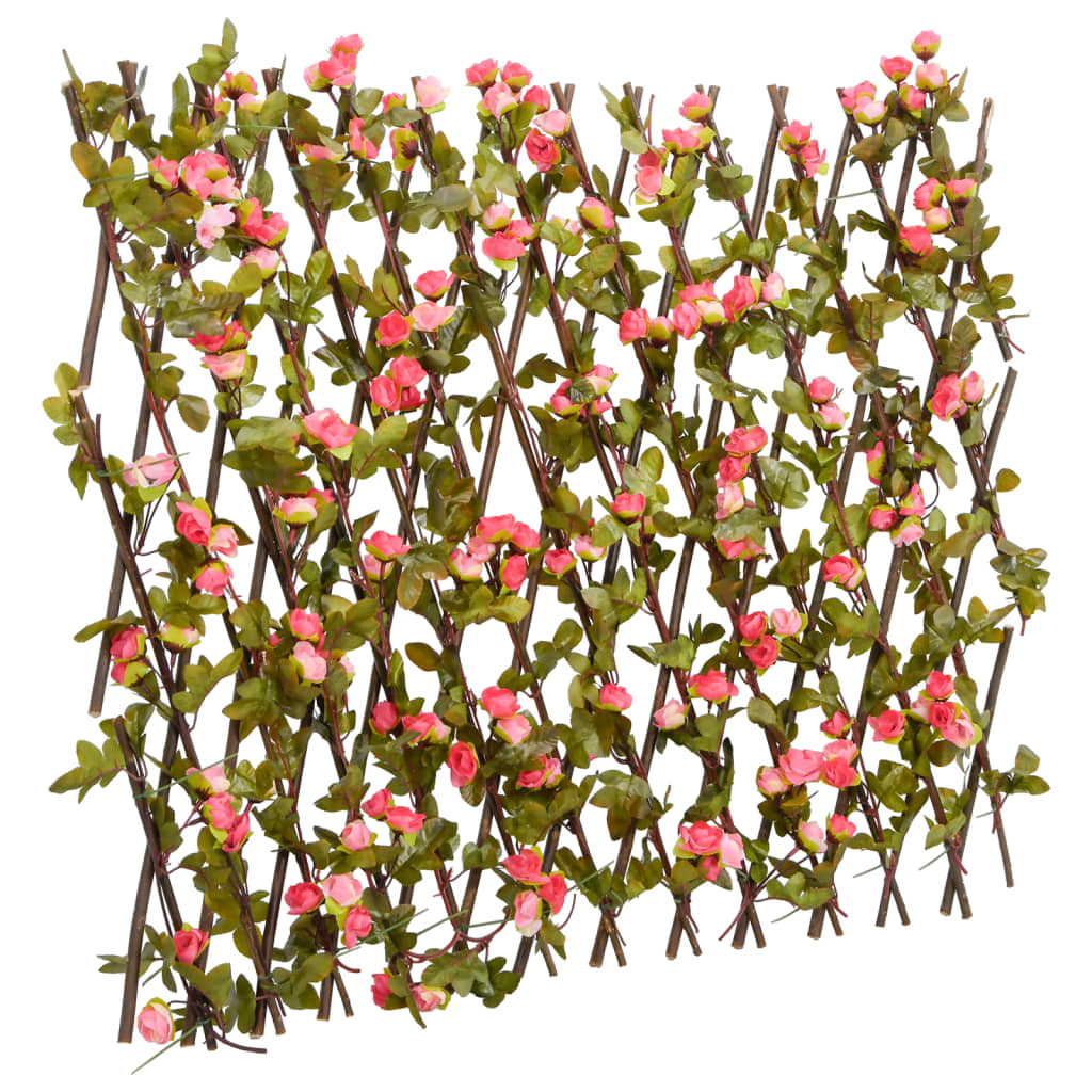 Rankgitter mit Künstlichem Efeu Erweiterbar Dunkelrosa 180x20cm