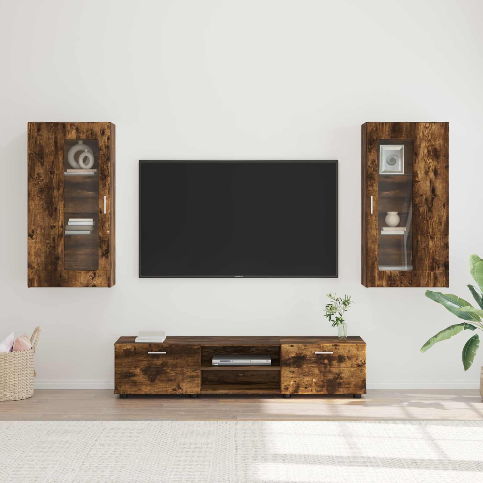 Highboard mit Regal FLORIN Weiß 60 x 35 x 182 cm Holzwerkstoff
