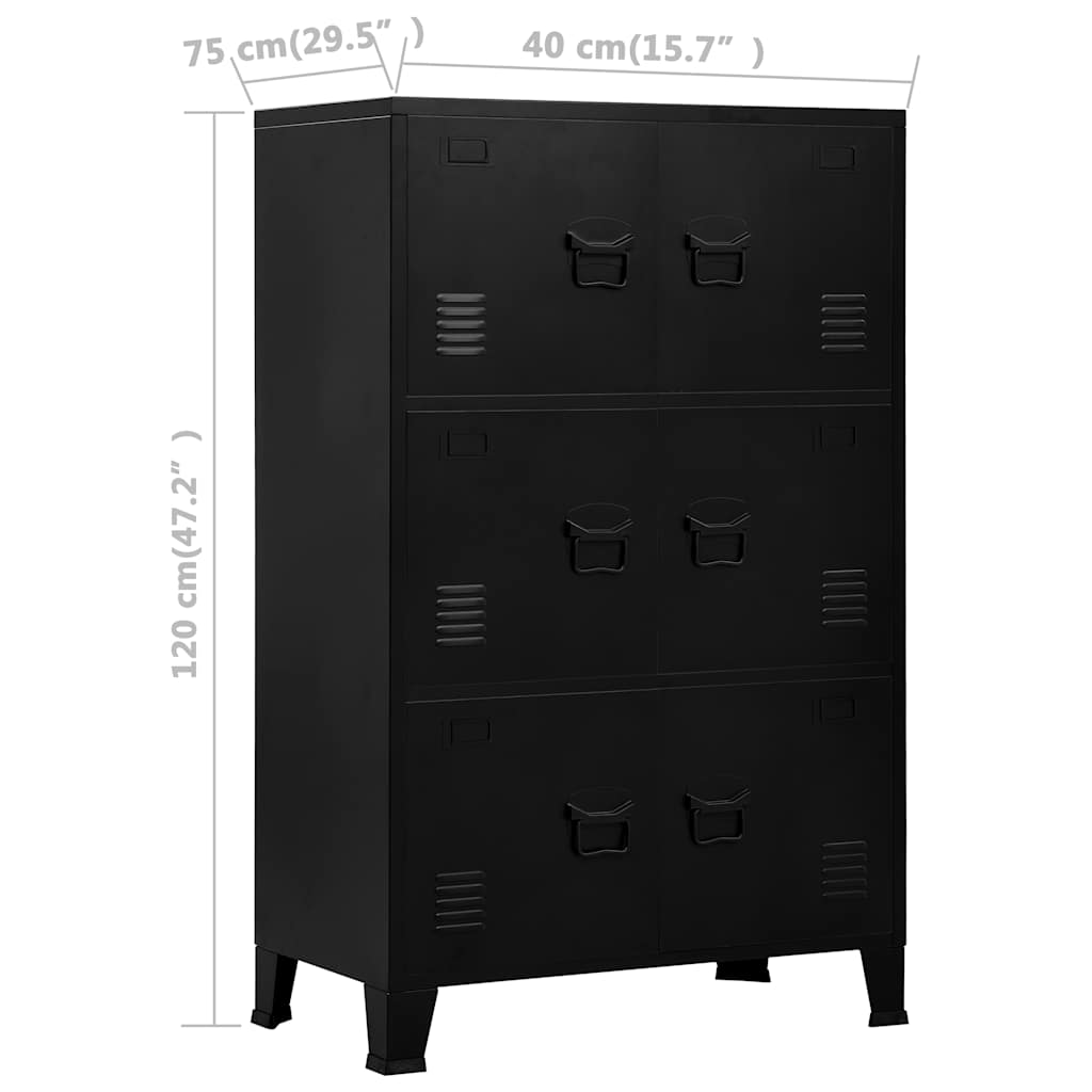 Lagerschrank Industrial Schwarz 75x40x80 cm Stahl