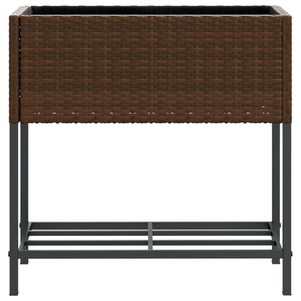 Hochbeete mit Ablage 2 Stk. Schwarz 70x28x70 cm Poly Rattan