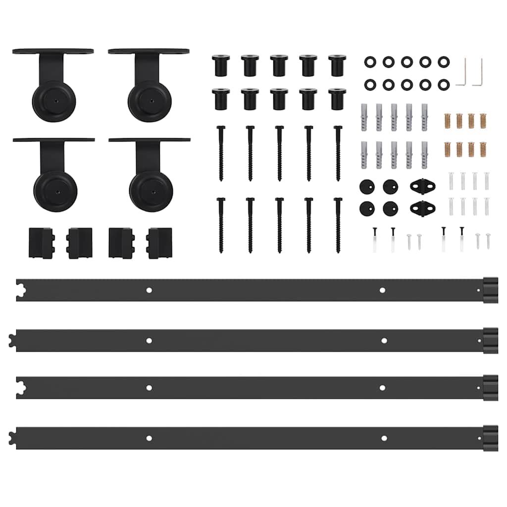 Schiebetürbeschlag-Set 305 cm Stahl Schwarz
