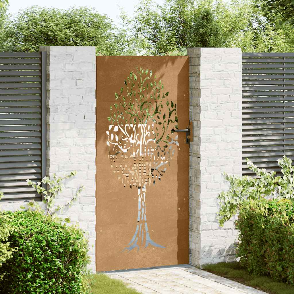 Gartentor 85x75 cm Cortenstahl Baum-Design