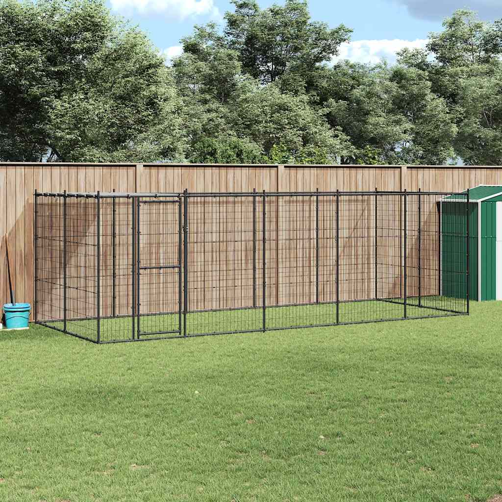 Outdoor-Hundezwinger mit Überdachung Stahl 7,26 m²