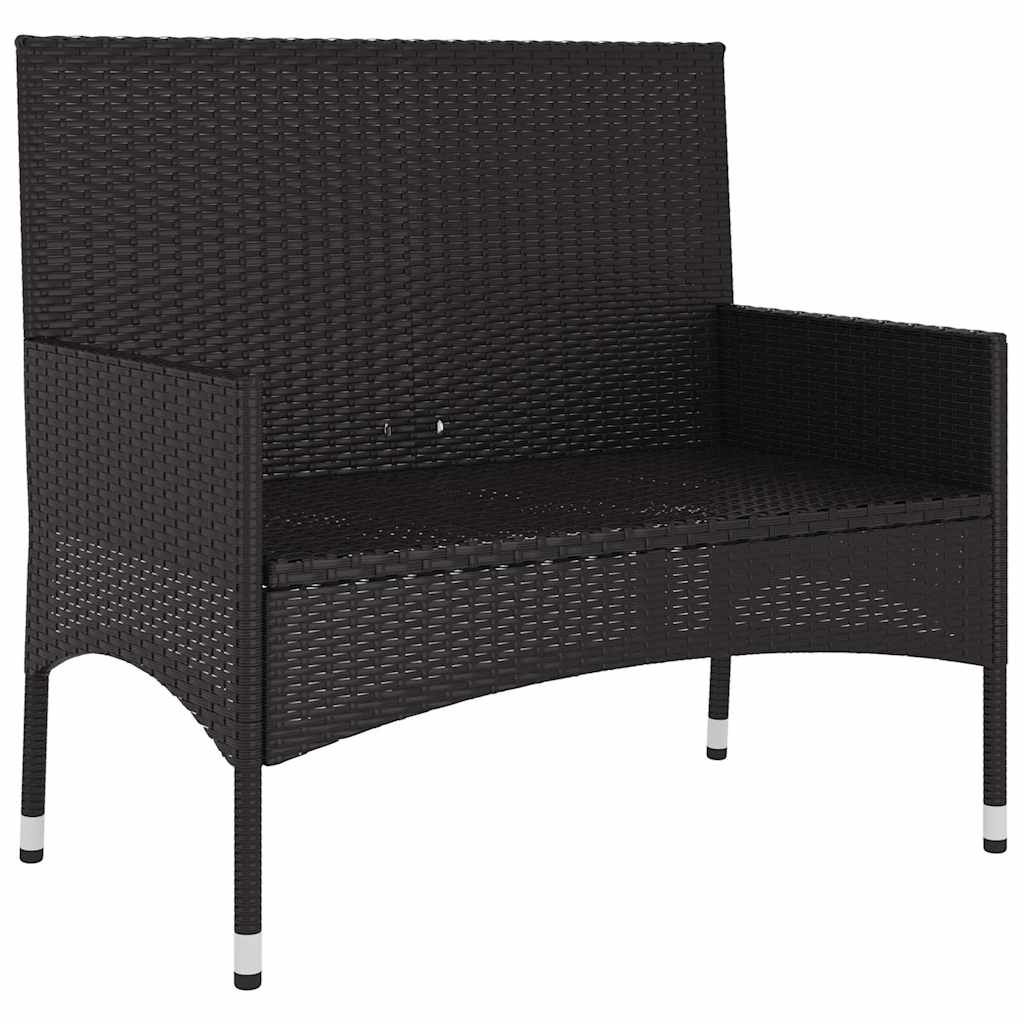 Gartenbank 2-Sitzer mit Kissen Braun Poly Rattan
