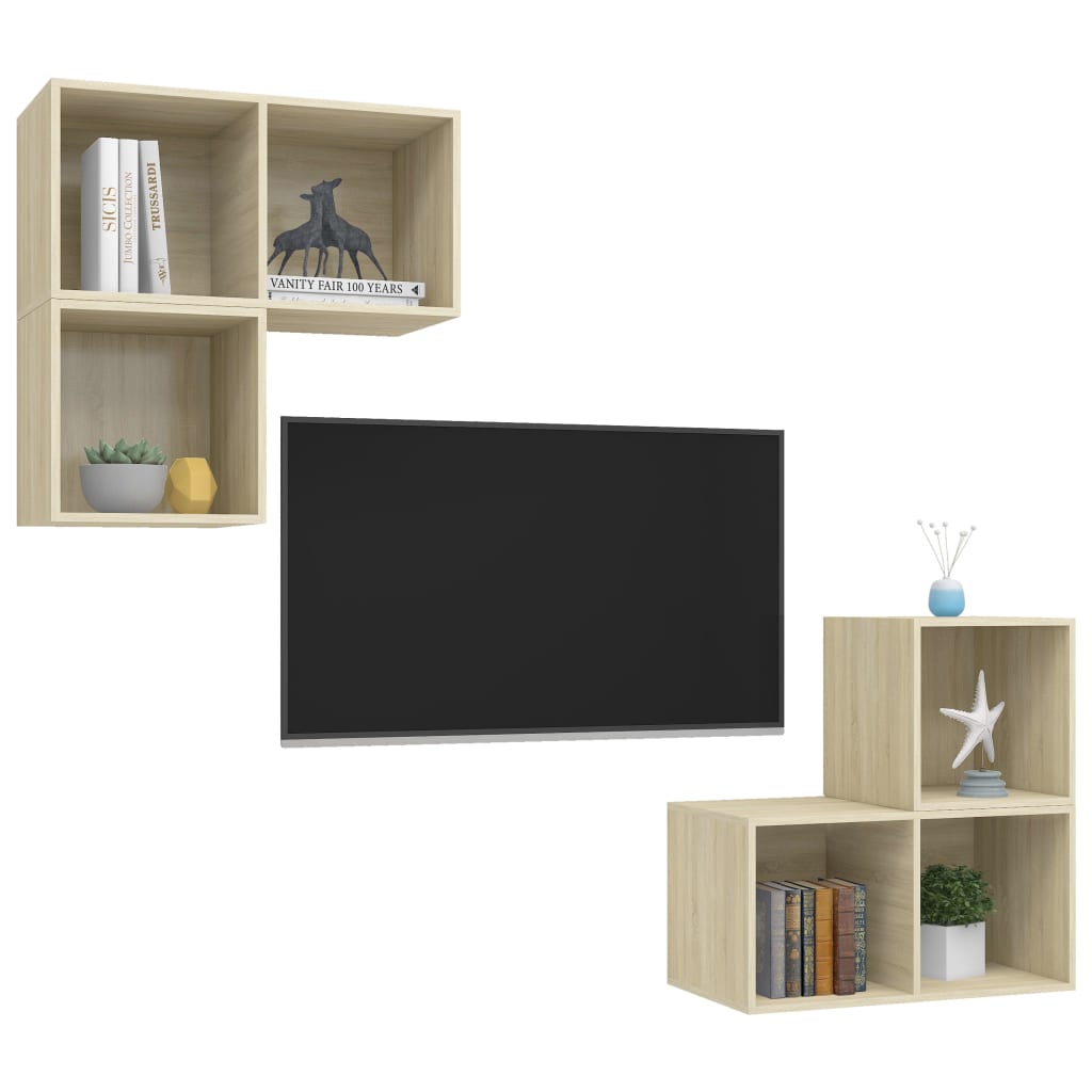 4-tlg. TV-Schrank-Set Weiß Holzwerkstoff