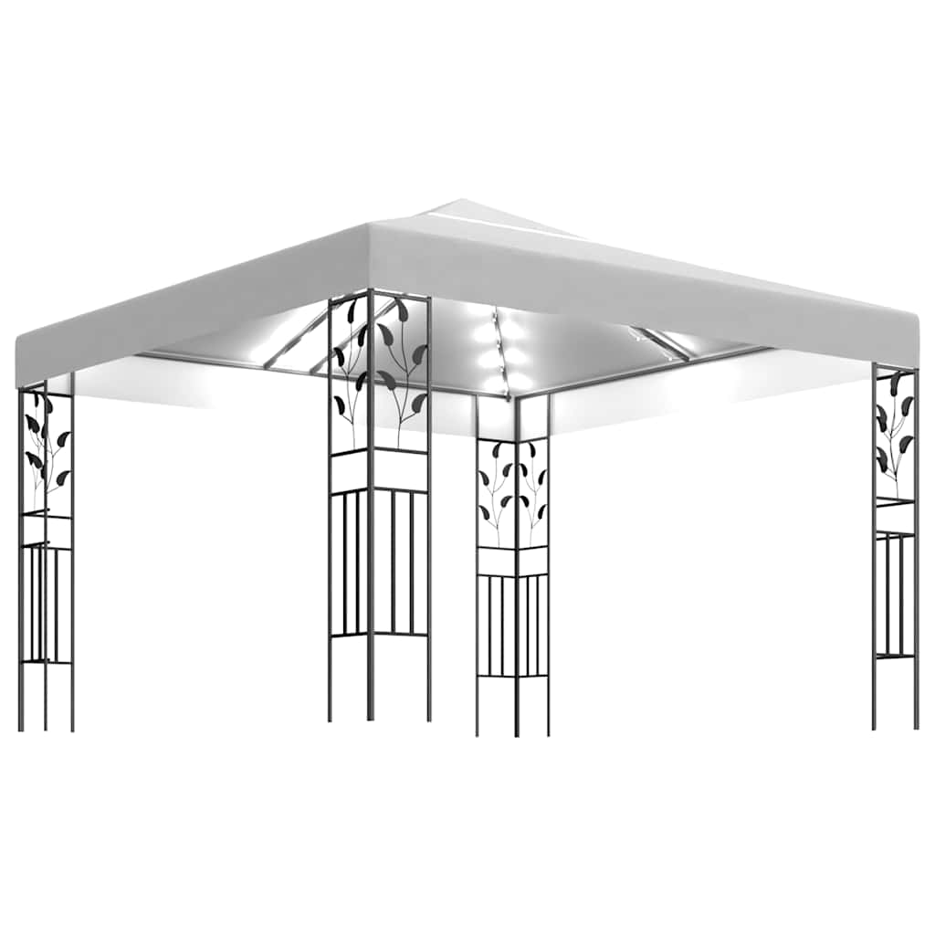 Pavillon mit LED-Lichterkette 3x3 m Anthrazit