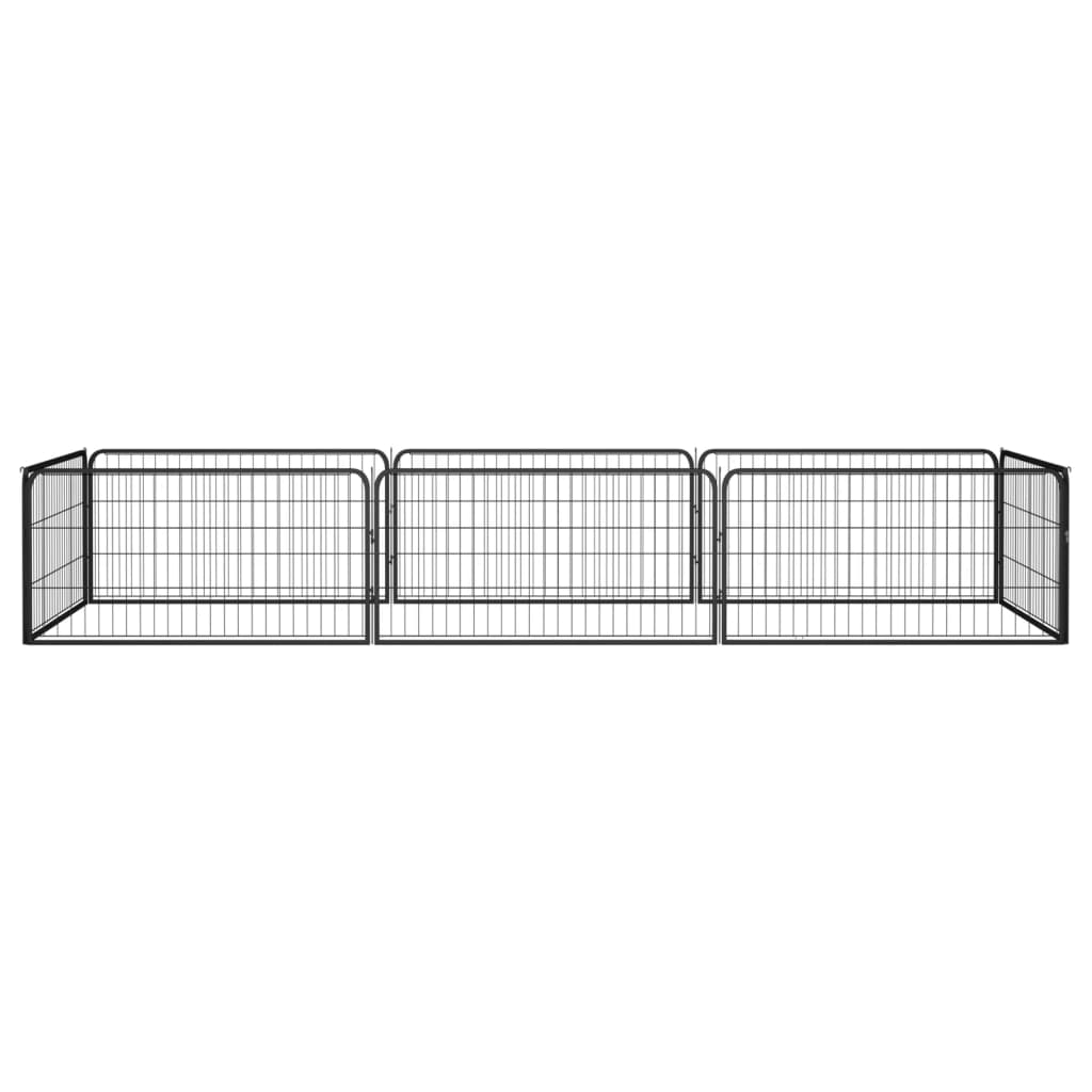 4-tlg. Hundelaufstall Schwarz 100x50cm Stahl Pulverbeschichtung