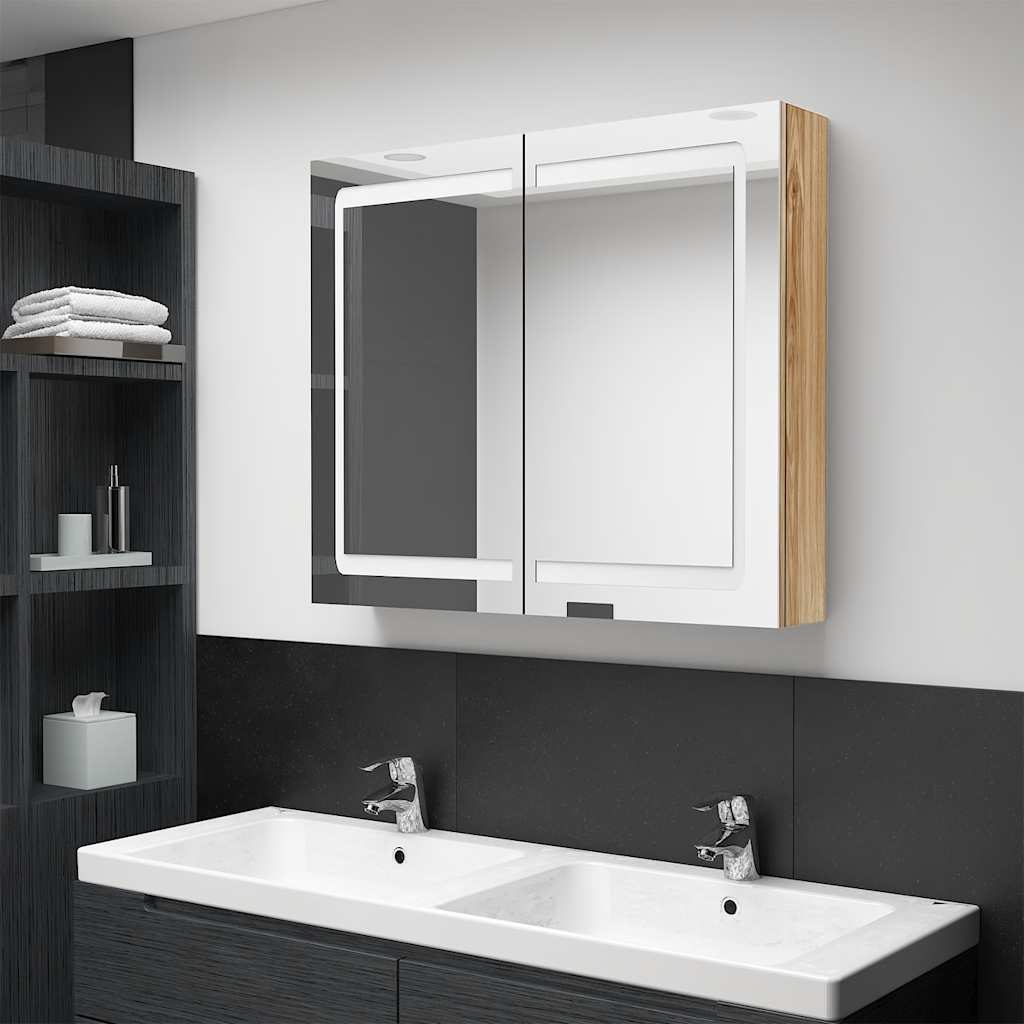 LED-Spiegelschrank fürs Bad Betongrau 80x12x68 cm