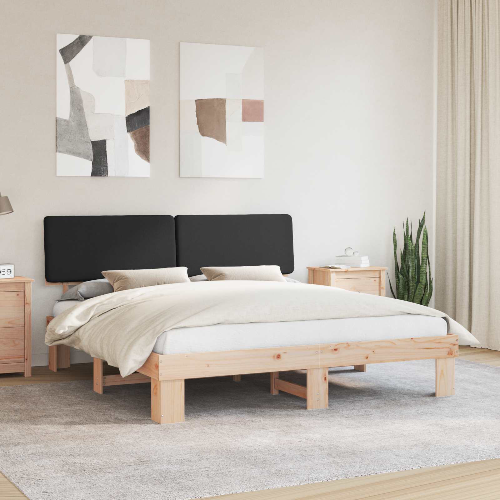 Bettgestell mit gepolstertem Kopfteil Hellgrau 200 x 200 cm