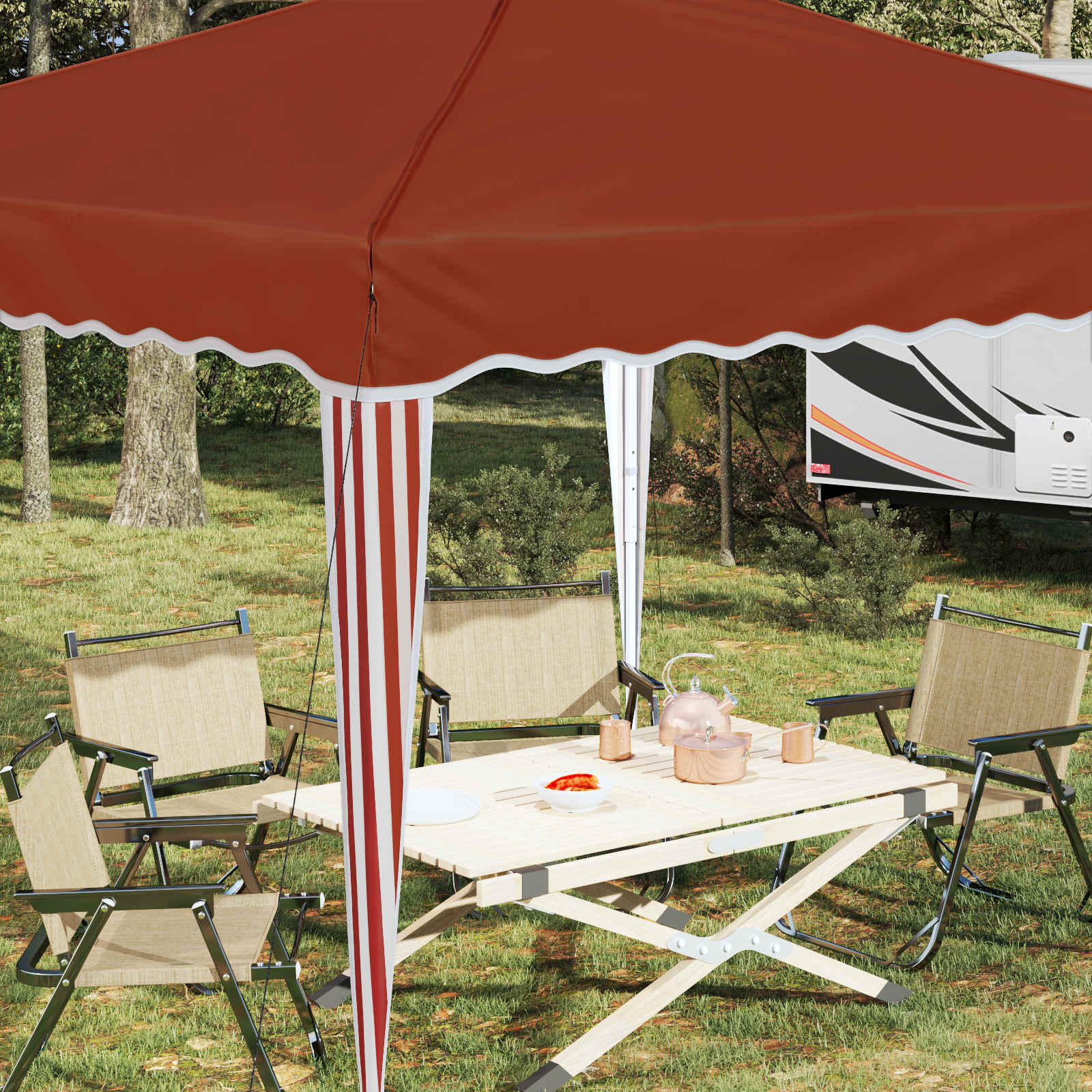 Pop-up Partyzelt 288 x 288 x 245 cm Creme Oxford-Stoff