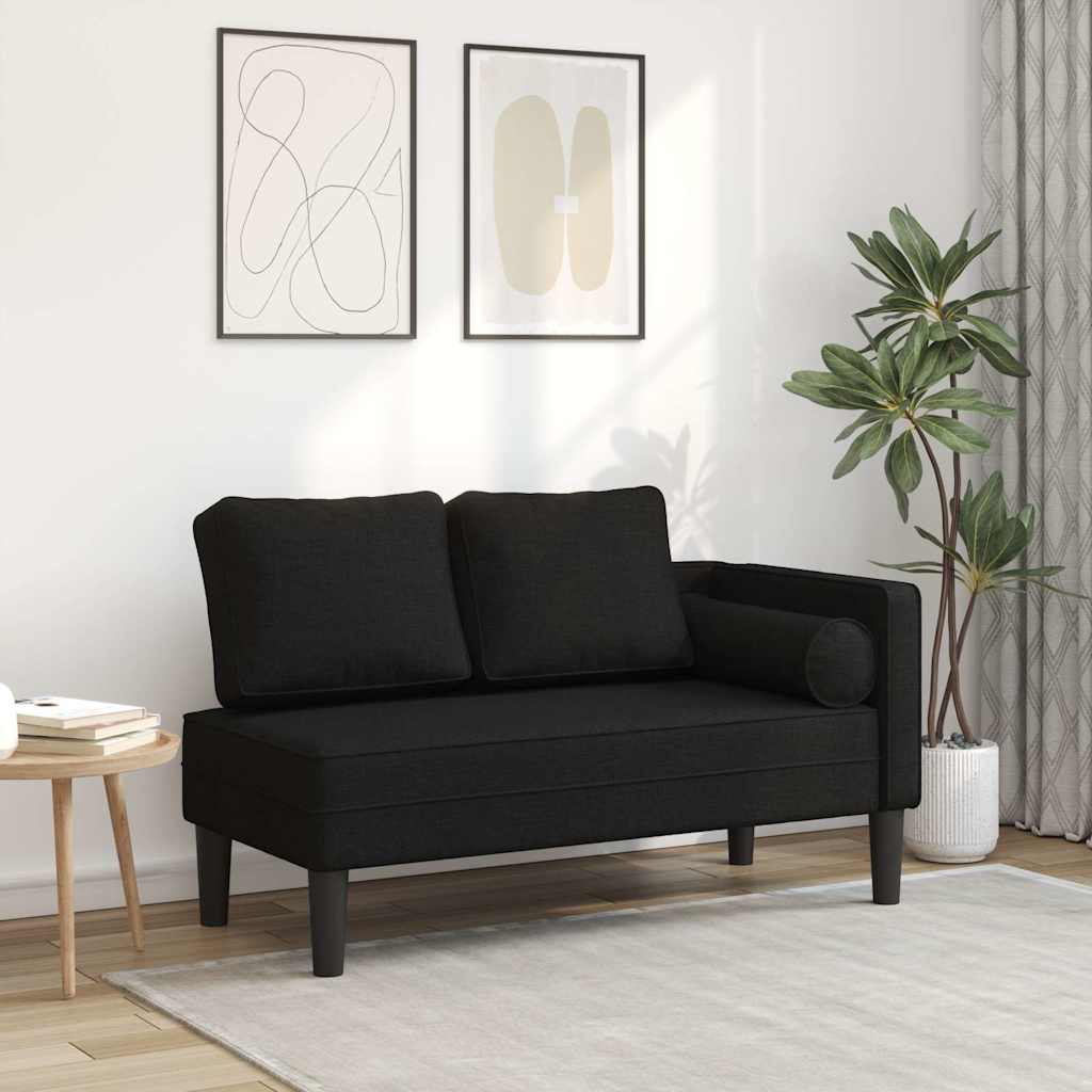 Chaiselongue mit Kissen Hellgrau Stoff