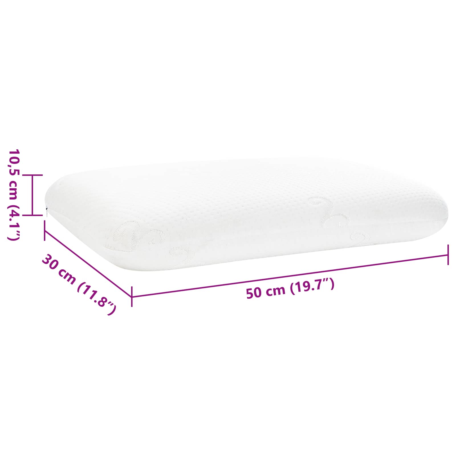 Schlafkissen Uni Weiß 70 x 36 x 6,5 cm Viscoschaum
