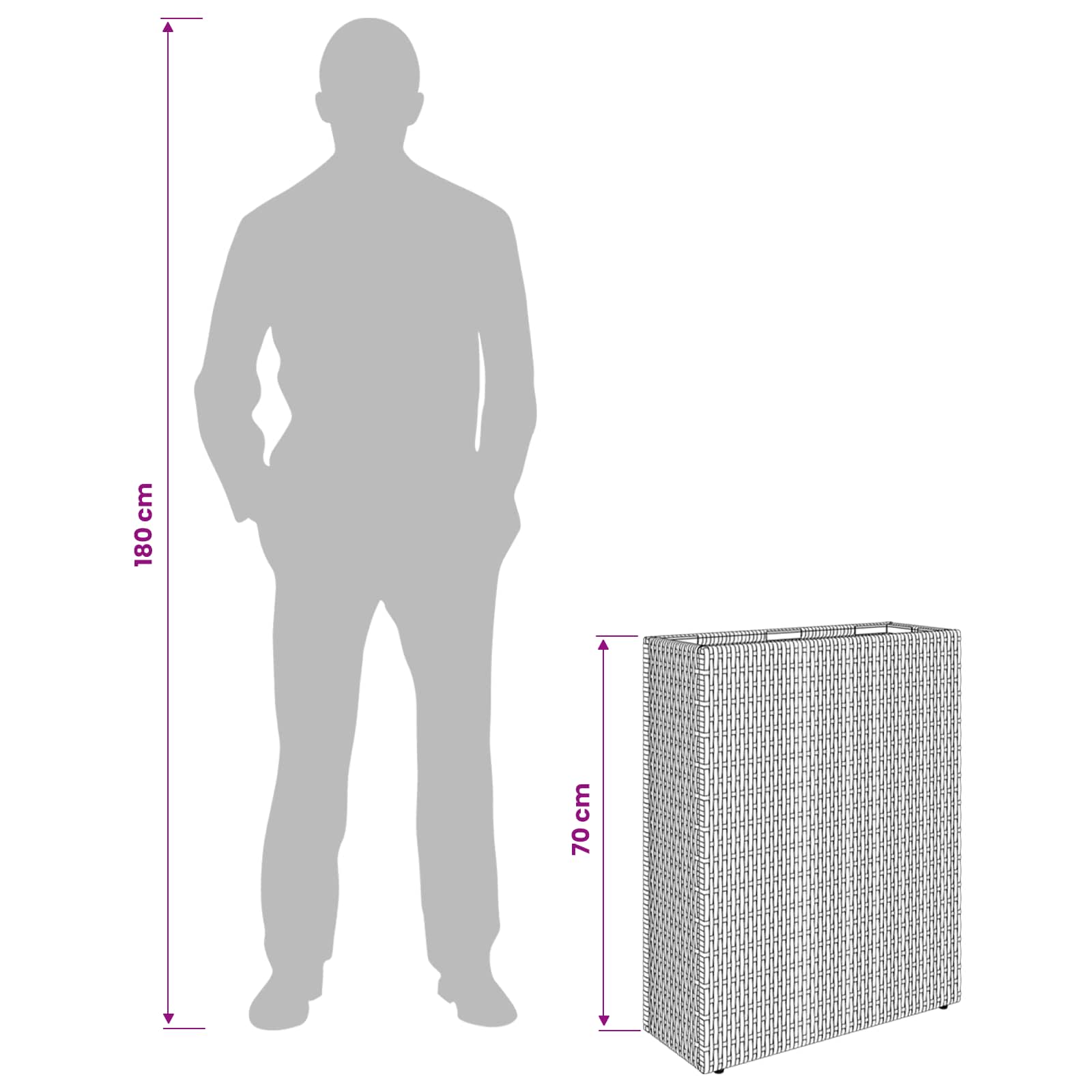 Hoher Pflanzkübel Schwarz 55 x 22 x 70 cm Poly-Rattan