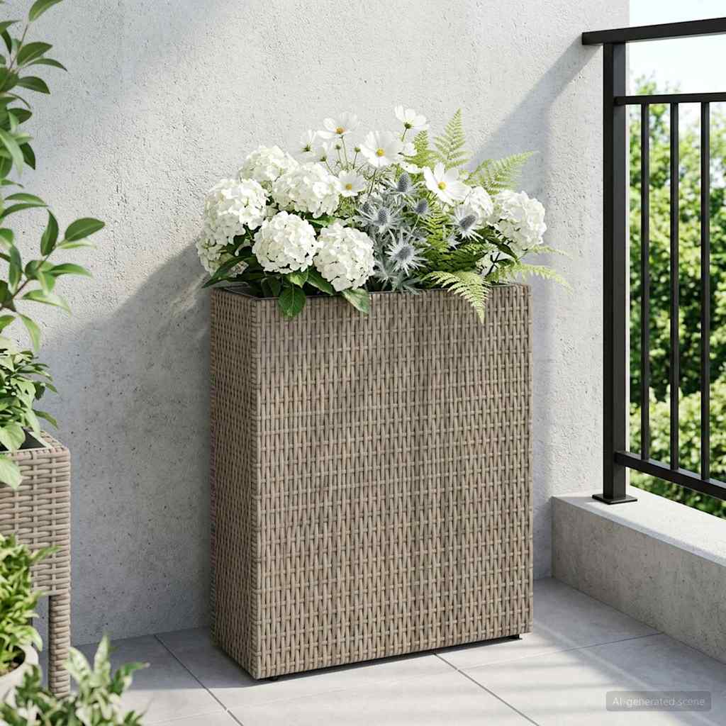 Hoher Pflanzkübel Schwarz 55 x 22 x 70 cm Poly-Rattan