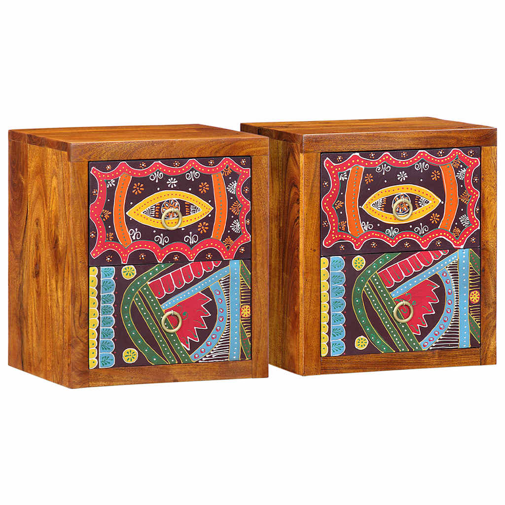Nachttisch Braun 35 x 30 x 40 cm Massivholz Akazie