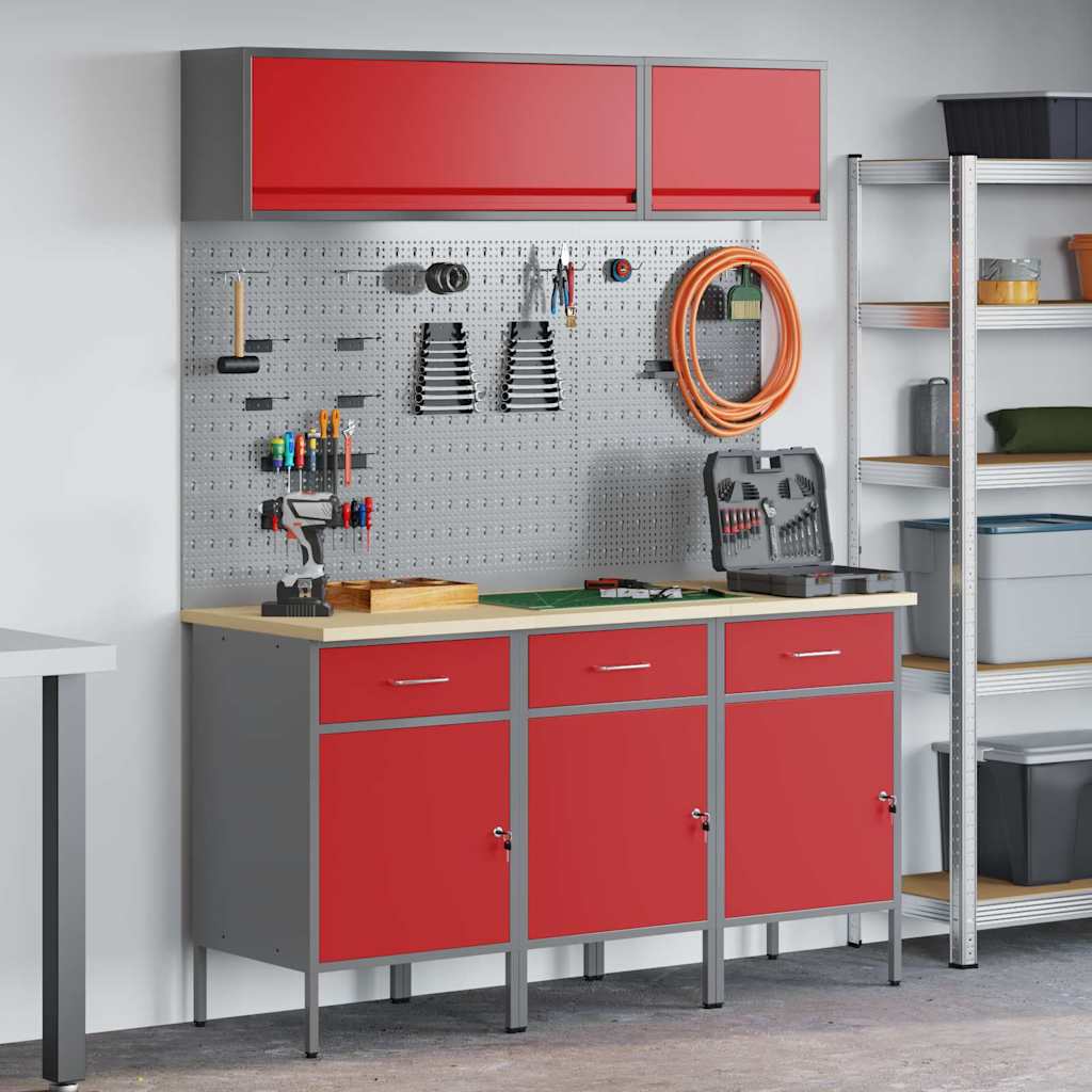 Arbeitsschrankset mit Schubladen mit Regal 8 pcs Grau
