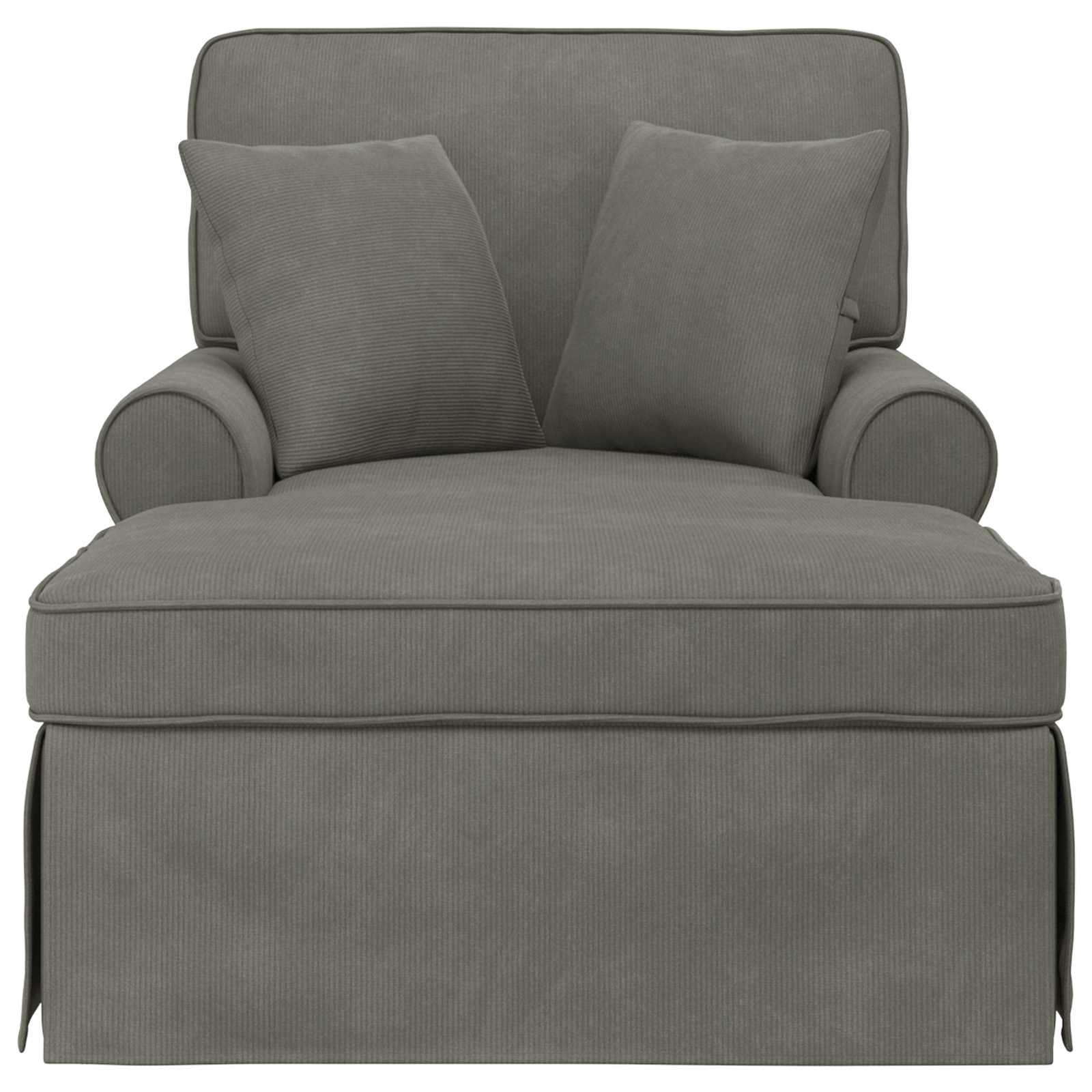 Chaise Lounge mit Rock mit Kissen 3 pcs Hellgrau Cordstoff