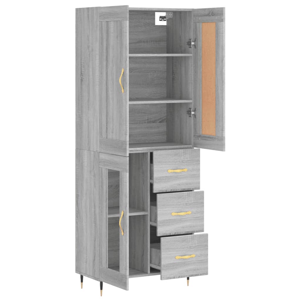 Highboard Betongrau 69,5x34x180 cm Holzwerkstoff