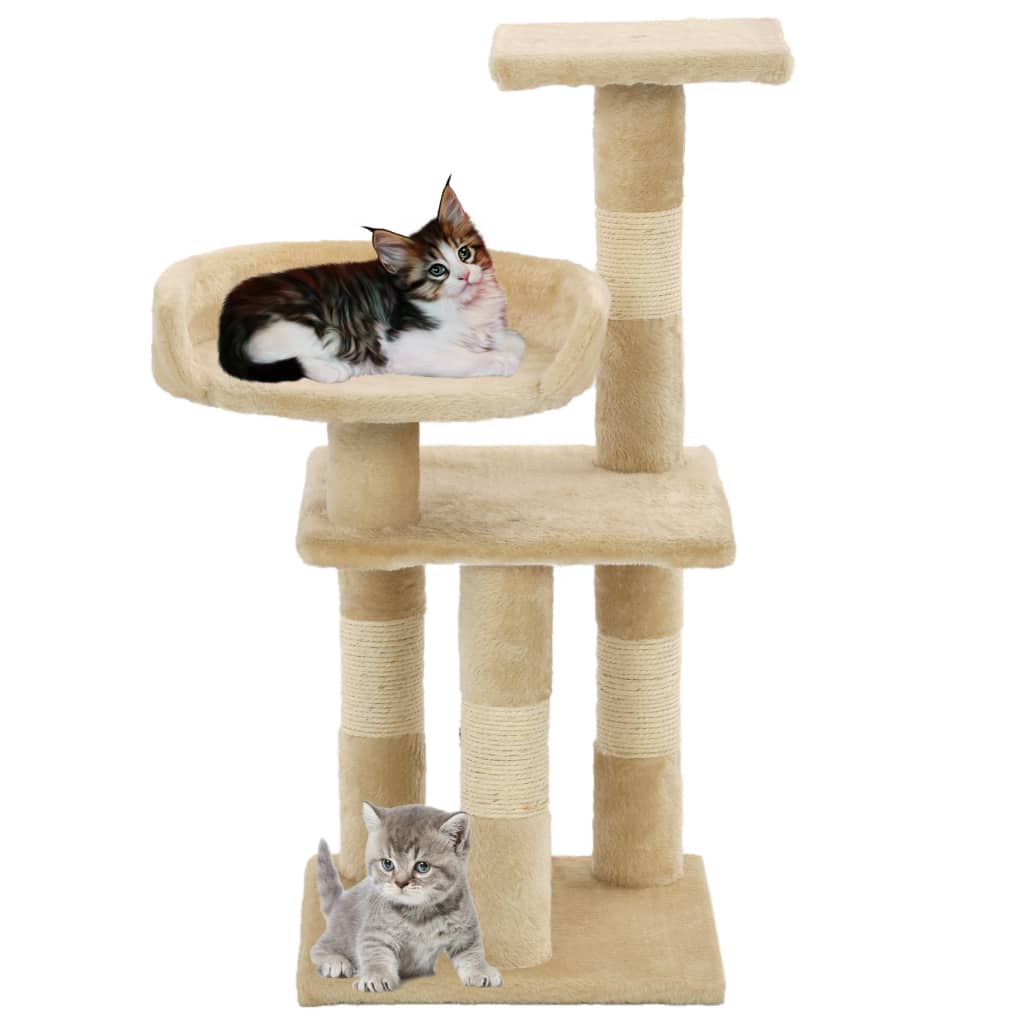 Katzen-Kratzbaum mit Sisal-Kratzsäulen 65 cm Grau