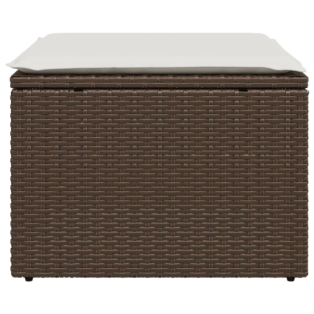 Gartenhocker mit Kissen Schwarz 55x55x37 cm Poly Rattan