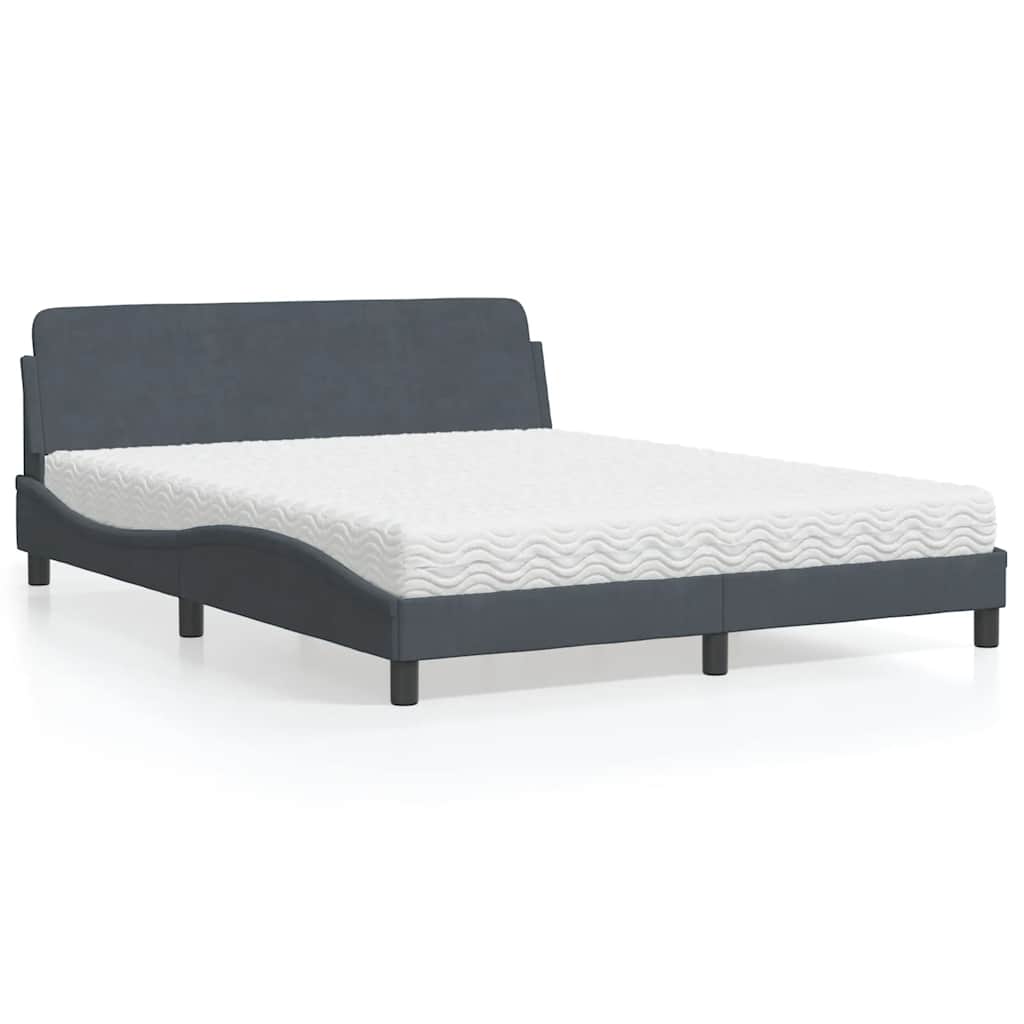 Bett mit Matratze "Dover" Hellgrau 80x200 cm Samt