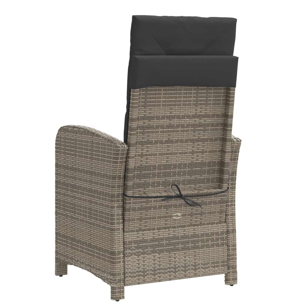 Gartensessel mit Fußteil Verstellbar Schwarz Poly Rattan