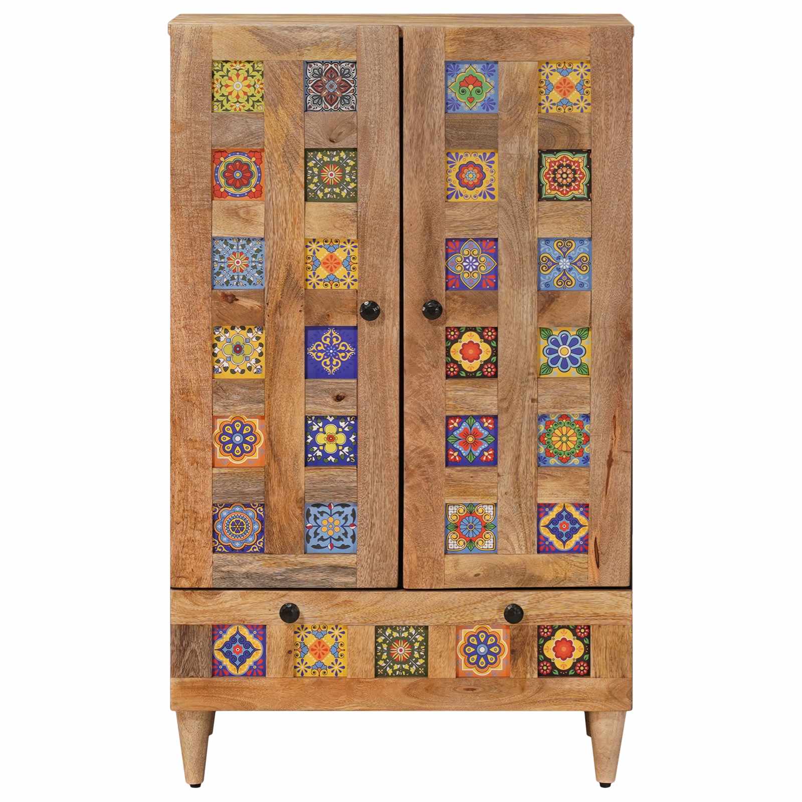 Highboard mit Tür Walnuss 60 x 33,5 x 100 cm Massivholz Mango