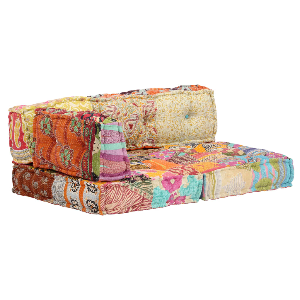 2-Sitzer Modularer Pouf Patchwork Stoff