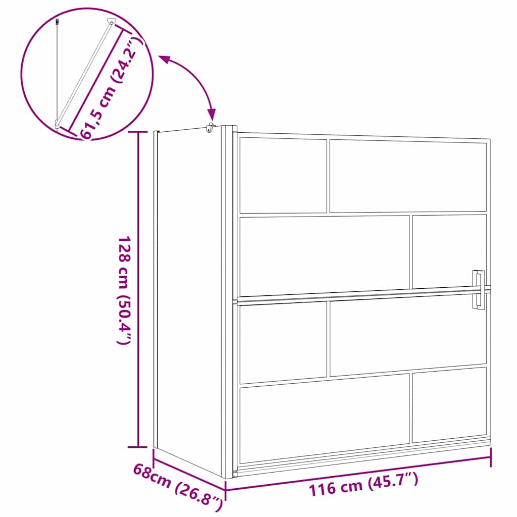 Bad-Duschschirm Schwarz und Transparent 80 x 68 x 128 cm