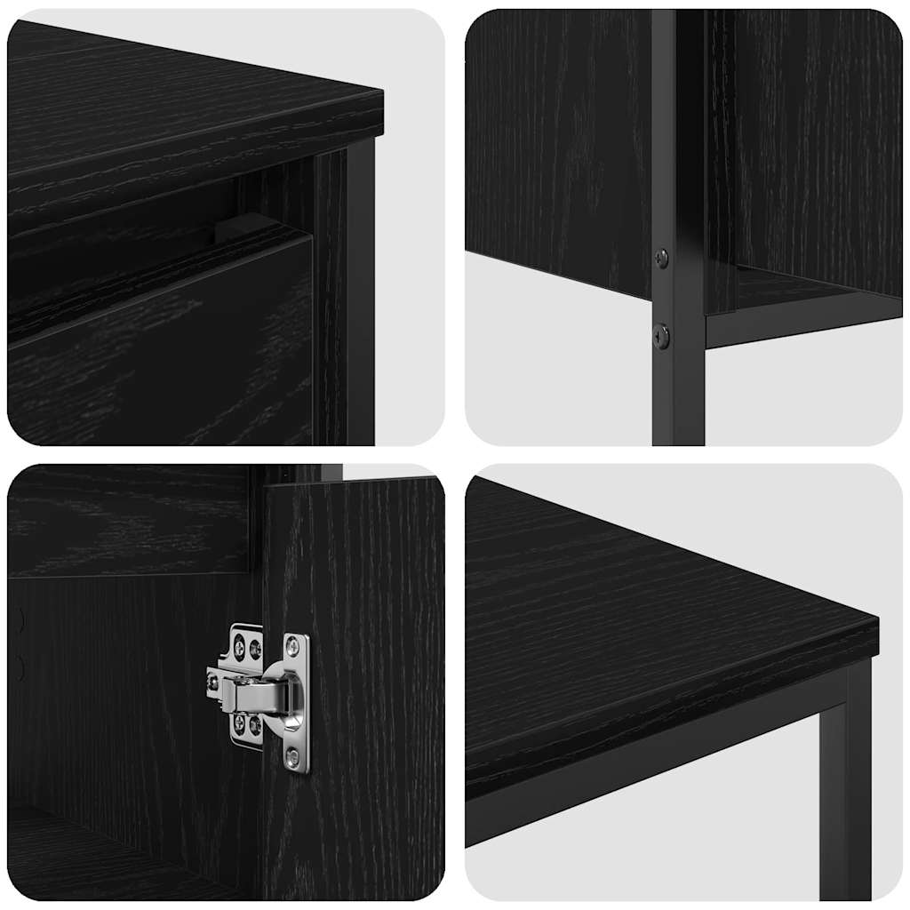 Badezimmermöbel-Set 5 pcs Schwarz Eichen-Optik Holzwerkstoff